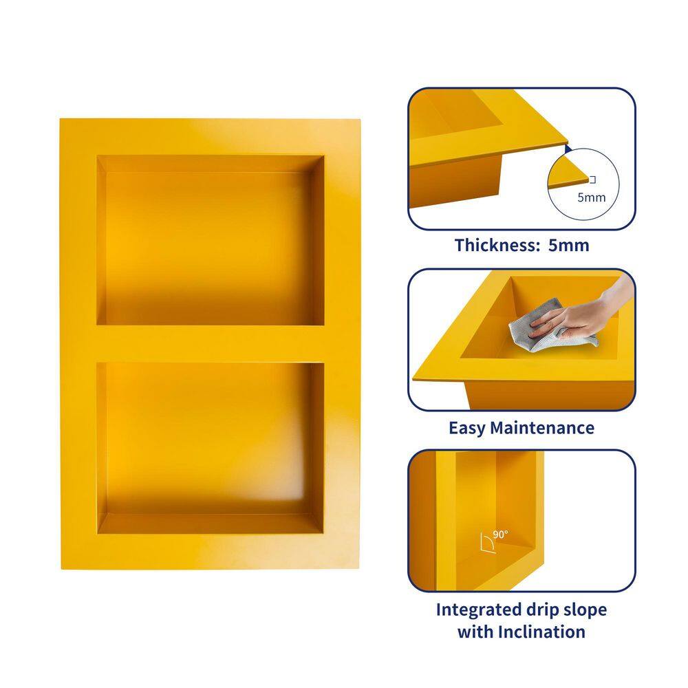 Yellow Stainless Steel Double Shelf Wall Niche for Shower