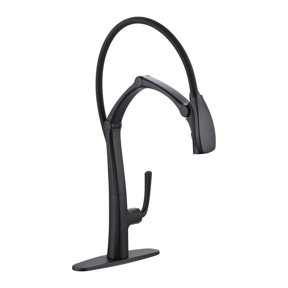 Single Handle Pull-Out Sprayer Kitchen Faucet with Magnetic Docking Spray Head and Deckplate Included in Matte Black price history on PriceWatchPro