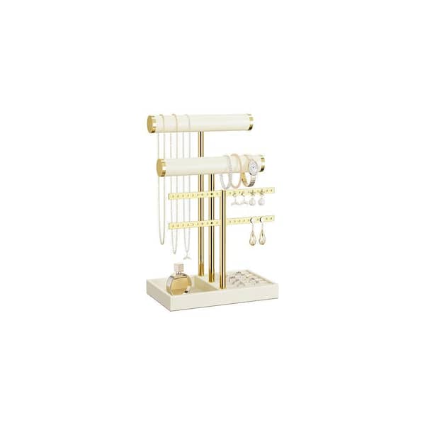 3 Tier Bracelet Holder Display, Beige Leather Bracelet Holder, 12. 2in