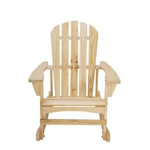 Natual Solid Wood Adirondack Chair Outdoor Rocking Chair Outdoor Furniture for Patio, Backyard, Garden, Balcony