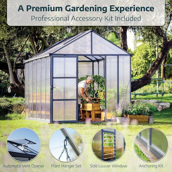 CANOPIA by PALRAM Glory 8 ft. x 20 ft. Gray/Diffused Polycarbonate