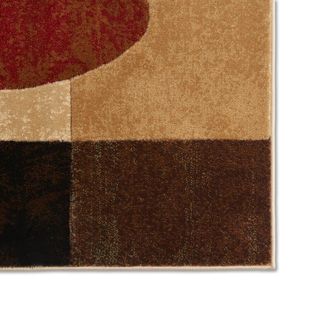 Handmade Brown and Green Geometric Tufted Rectangular Rug 5' x 7'