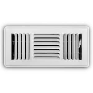 4 in. x 10 in. 3-Way Steel Floor Register in White