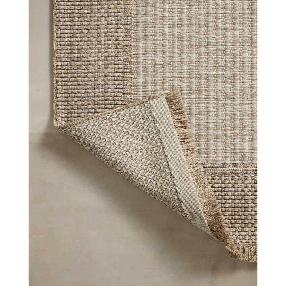 Natural Beige 8' x 10' Rectangular Indoor/Outdoor Rug with Fringe