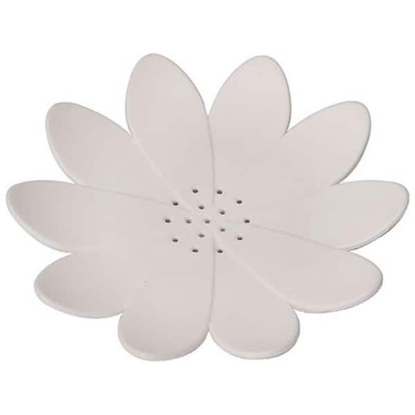 EVIDECO French home goods Water Lily Countertop Flexible Soap Dish Holder Self Draining in White