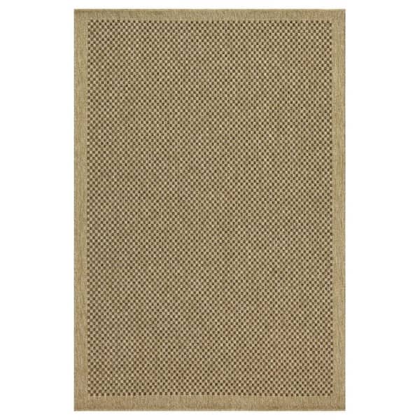 COOLSHARK 5 ft. x 7 ft. Waterproof Outdoor Patio Rug Indoor Large Area Rugs, Natural