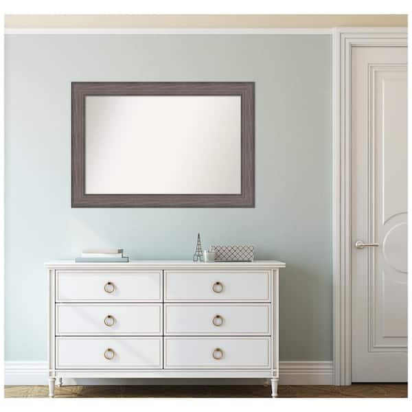 Amanti Art Medium Rectangle Distressed Brown Modern Mirror (26.25 in. H x 38.25 in. W)