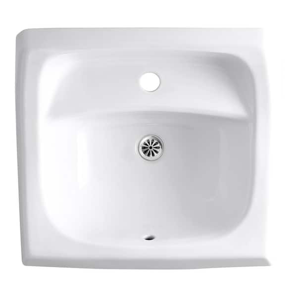 Kingston Wall-Mount Vitreous China Bathroom Sink in White with Overflow Drain