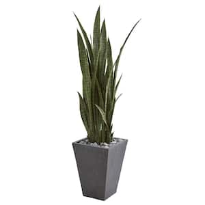 Indoor 57 Sansevieria Artificial Plant in Slate Planter