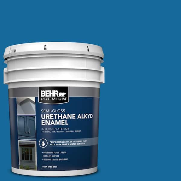 BEHR PREMIUM 5 gal. #P500-7 Cosmic Cobalt Urethane Alkyd Semi-Gloss Enamel Interior/Exterior Paint