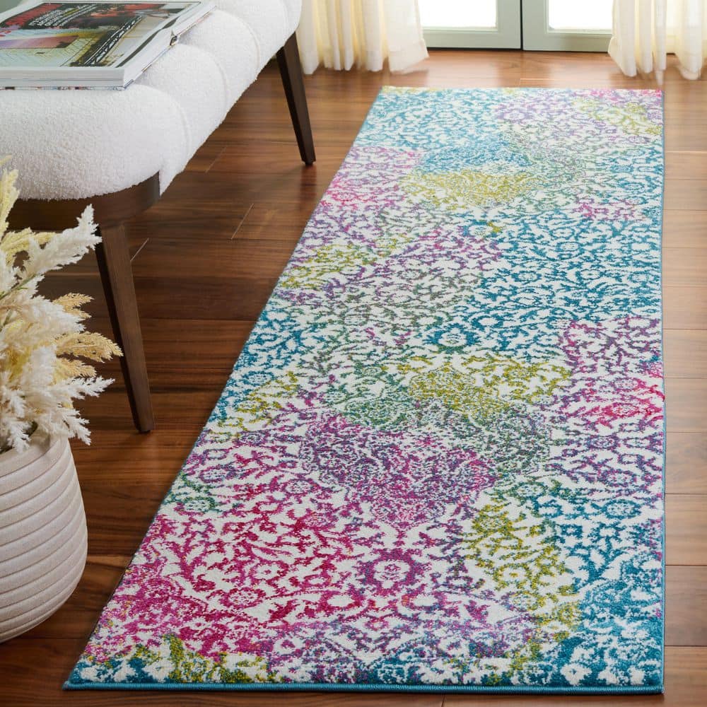Watercolor 2 ft. x 6 ft. Ivory/Fuchsia Floral Medallion Runner Rug price history on PriceWatchPro