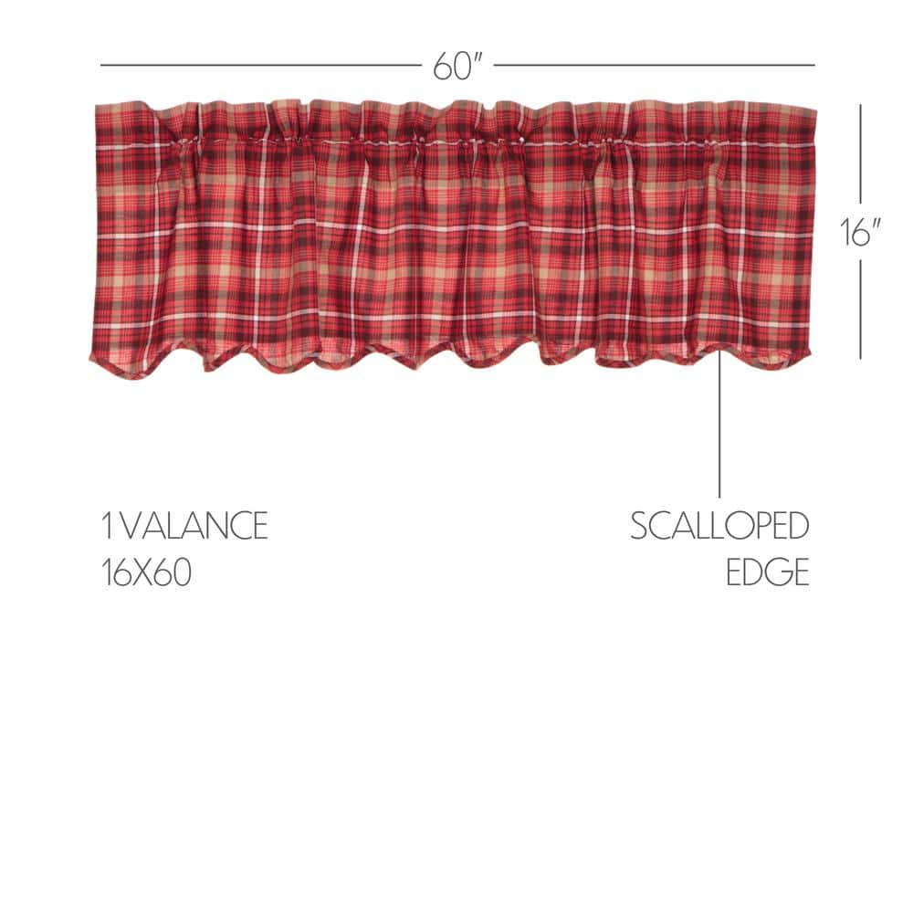 Braxton Red Plaid Scalloped Cotton Valance 16x60