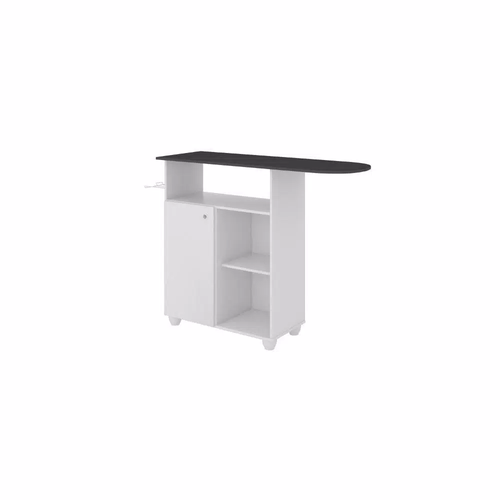 Photo 1 of White and Gray Wooden Ironing Board Storage Cabinet with 3-Open Compartments 14.17 in. x 41.73 in. x 33.07 in.