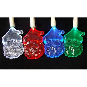 Set of 20 LED Multi-Color Santa Claus Christmas Lights in White Wire