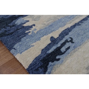 Abstract 2 ft. X 3 ft. Blue/Ivory Abstract Area Rug