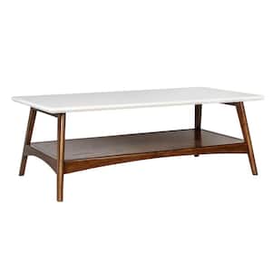 Avalon 48 in. Off-White/Pecan Rectangle Wood Coffee Table