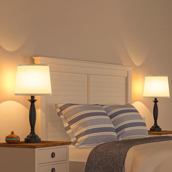 bedroom dresser lamps Boho Table Living Room Set 2 Small Farmhouse Rattan Table Lamp 19"Rustic Home Decoration Nightstand Bedside Lamp - Bed Bath & Beyond 48 hours 22 in. Black Bedside Table