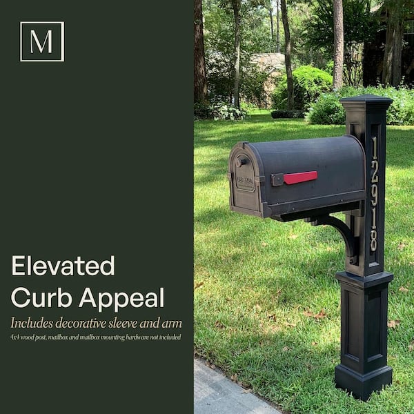 Mayne Newport Plus Decorative Polyethylene Mailbox Post, Black