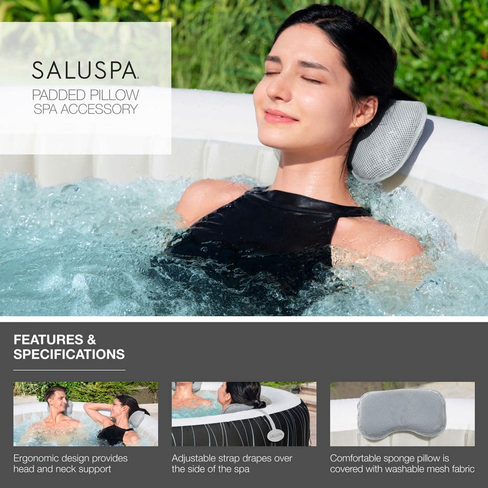 SaluSpa Milan 6-Person Blue Inflatable Round Hot Tub with Spa Seat and Pillow