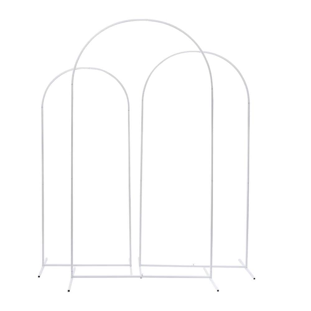 YIYIBYUS 86.7 in. x 47.28 in. White Metal Wedding Arch Backdrop Stand ...
