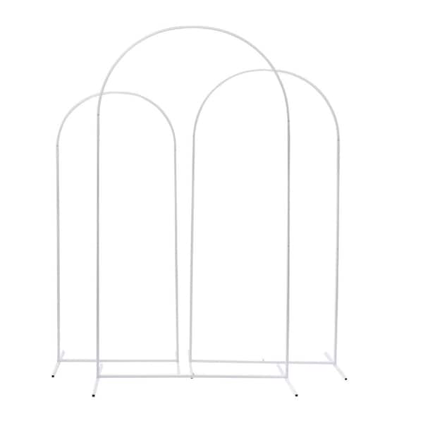 YIYIBYUS 86.7 in. x 47.28 in. White Metal Wedding Arch Backdrop Stand Frame Arbor (Set of 3)
