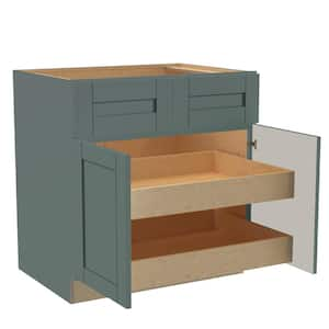 Washington 33 in. W x 24 in. D x 34.5 in. H Assembled Plywood Base Kitchen Cabinet in Green with Soft Close Doors