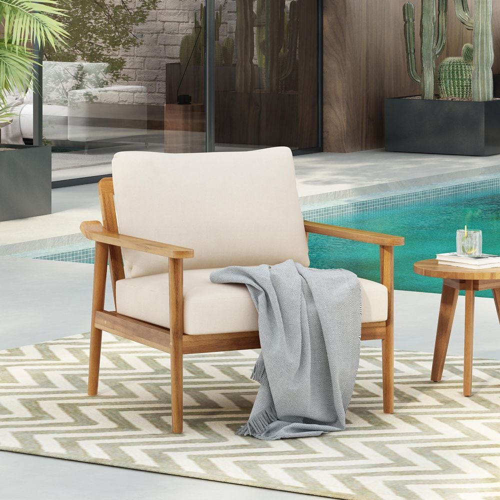 Alistair Mid-Century Modern Patio Solid Wood Outdoor Lounge