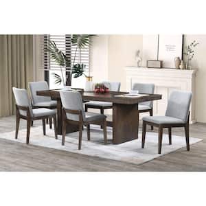 New Classic Furniture Kody 7-Piece Rectangular Stone Gray Wood Top Dining Table Set