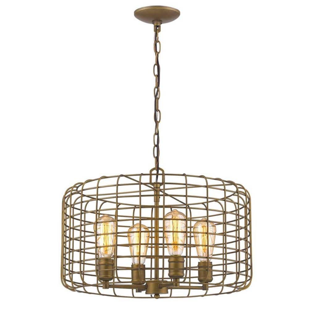 60-Watt 4-Light Brass Pendant Light with Metal, No Bulbs Included price history on PriceWatchPro