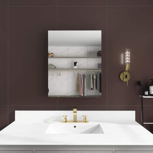 JimsMaison 24 in. W x 30 in. H Medium Rectangular Silver Aluminum Recessed/Surface Mount Medicine Cabinet with Mirror
