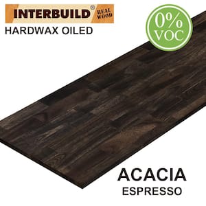 Solid Acacia 6 ft. L x 25.5 in. D x 1 in. T, Butcher Block Countertop, Espresso