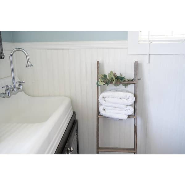 Rustic Farmhouse 36 in. x 13 in. Weathered Gray Wooden Decorative Bookcase Picket Ladder