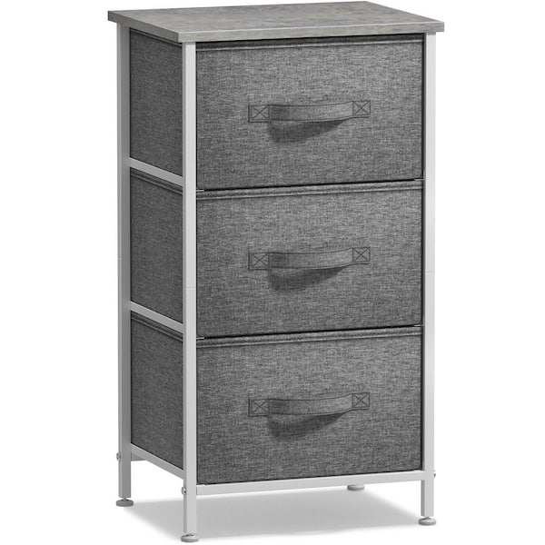 Sorbus 3 Drawers Gray Nightstand 28.75 in. H x 17.75 in. W x 11.87 in. D