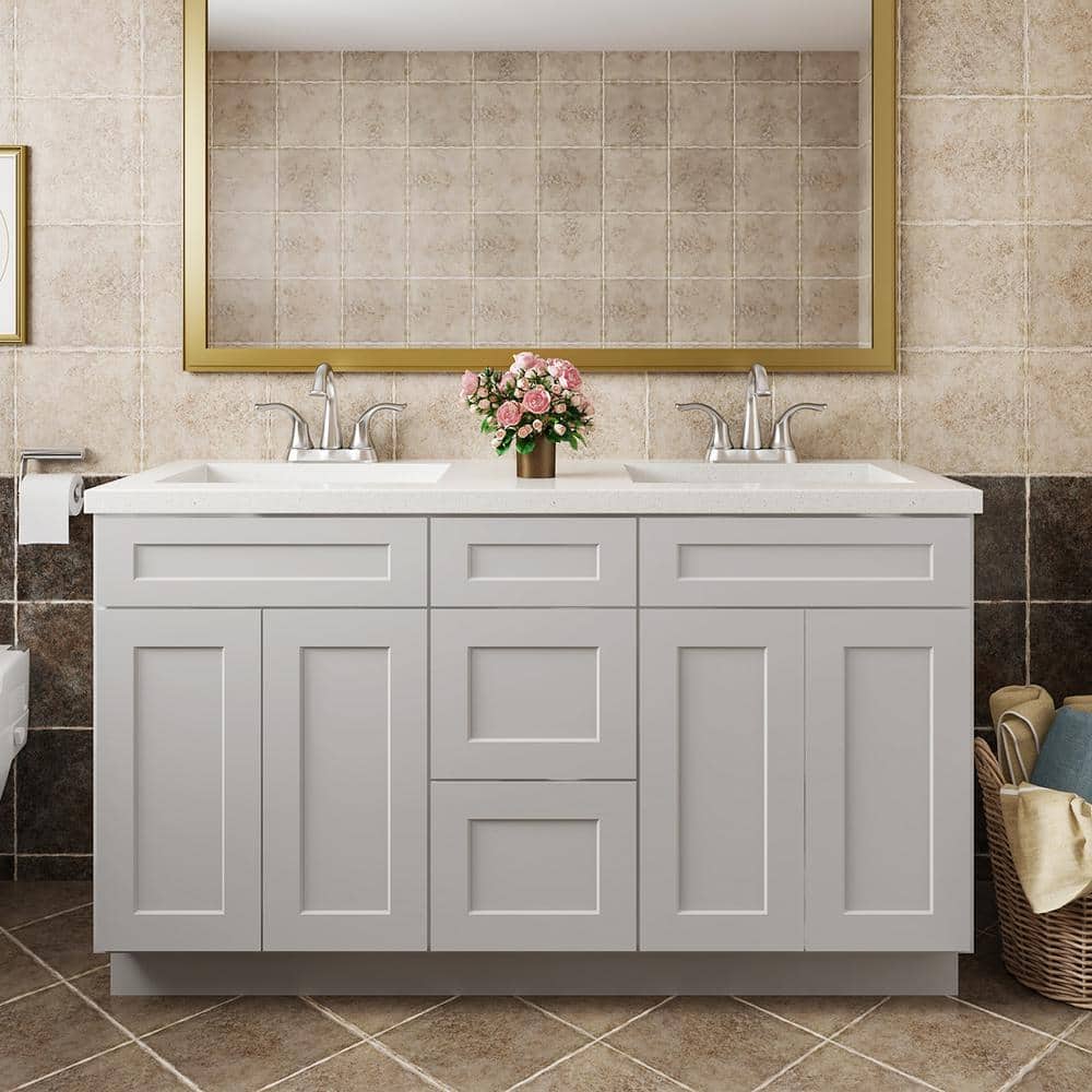 60 in. W x 21 in. D x 34.5 in. H in Shaker Dove Plywood Ready to Assemble Floor Vanity Sink Base Kitchen Cabinet price history on PriceWatchPro