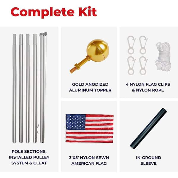 Classic 21 ft. Sectional Flagpole Kit with Rope