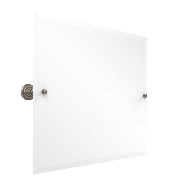 Allied Brass Dottingham Collection 26 in. x 21 in. Rectangular Landscape Single Tilt Mirror with Beveled Edge in Antique Pewter
