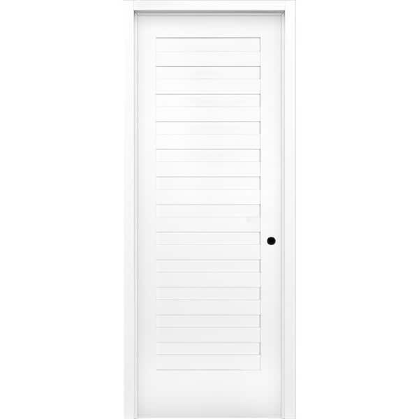 36 in. x 80 in. 1 Panel Shadow Louver Engineered Wood Single Prehung Interior Door Left Hand with Black Hinges