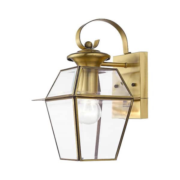 AVIANCE LIGHTING Ainsworth 1 Light Antique Brass Outdoor Wall Sconce