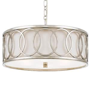 Graham 6-Light Antique Silver Shaded Chandelier with Silk Shade