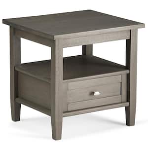 Warm Shaker Solid Wood 20 in. Wide Rectangle Transitional End Side Table in Farmhouse Grey