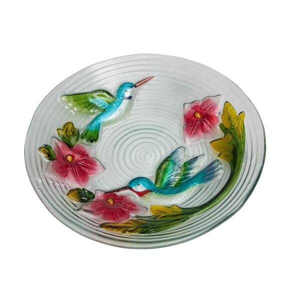 Evergreen Enterprises Hummingbird Couple Glass Birdbath