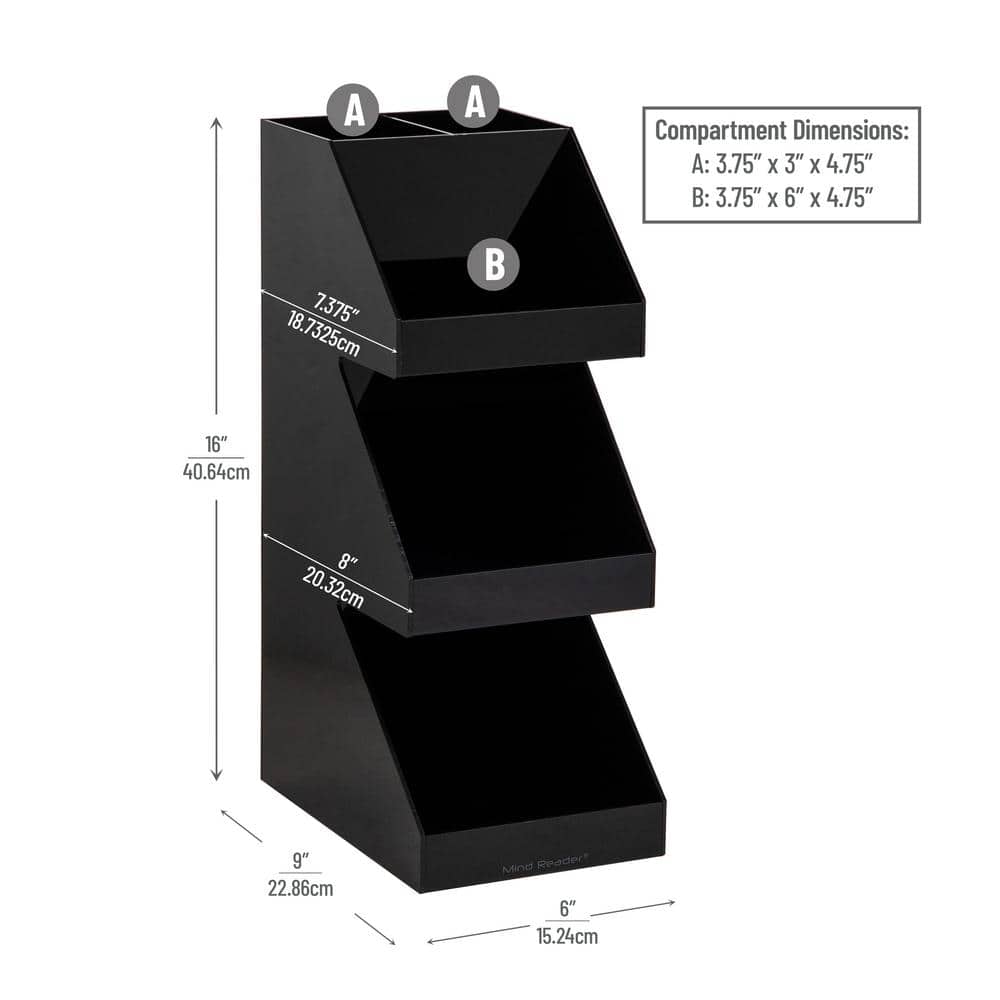 Black Acrylic 3-Tier Coffee and Tea Station Organizer
