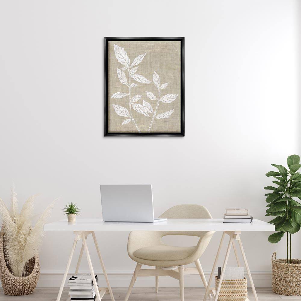 Leaves on Distressed Textile by Melissa Wang Black Floater Frame Nature Graphic Art Print 31 in. x 25 in. price history on PriceWatchPro