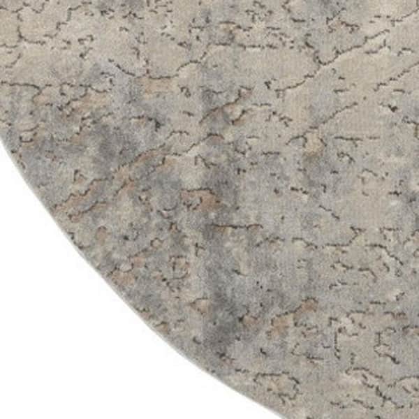 8 ft. Round Gray Abstract Washable Area Rug
