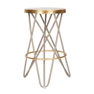 Lorna 24 in. Beige and Gold Counter Stool