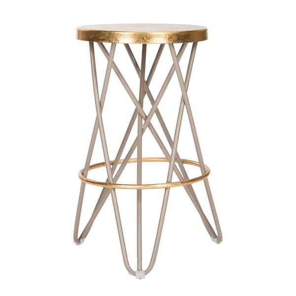 SAFAVIEH Lorna 24 in. Beige and Gold Counter Stool