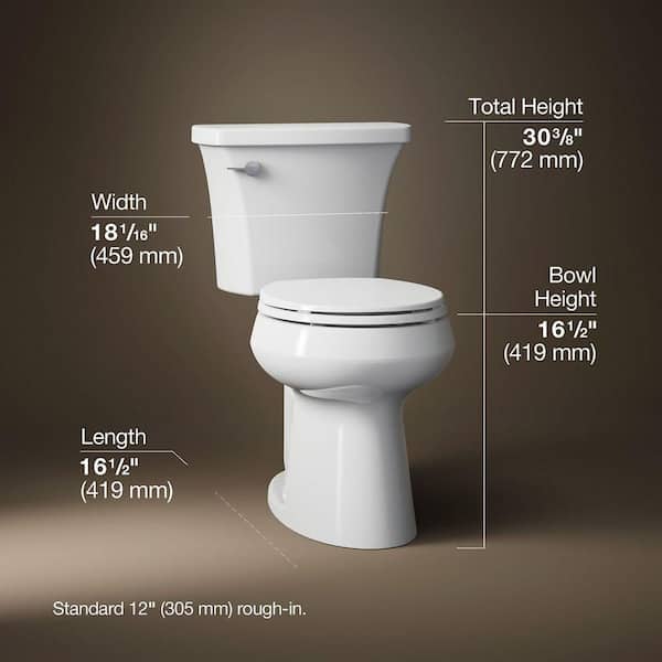 Highline Arc 12 in. Rough In 2-Piece 1.28 GFP Single Flush Round Chair Height Toilet in White with Soft Close Seat