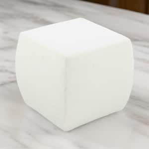 White Boucle Square Storage Ottoman Medium