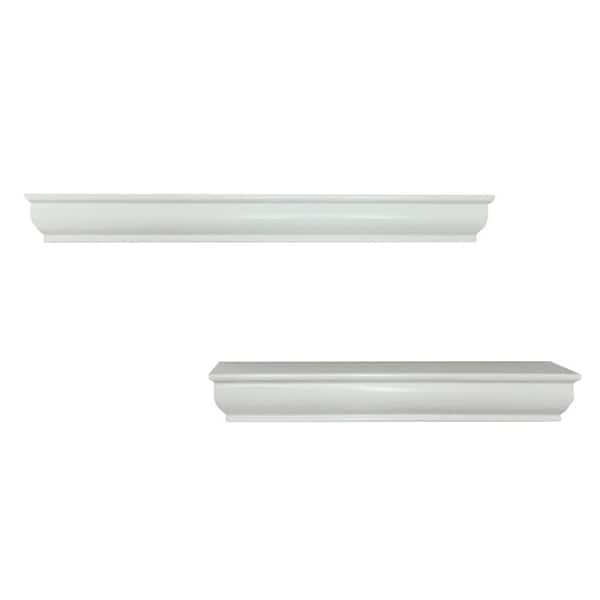 Home Decorators Collection 14/18 in. L x 1.75 in. W Profile Floating White Ledge (2-Piece)
