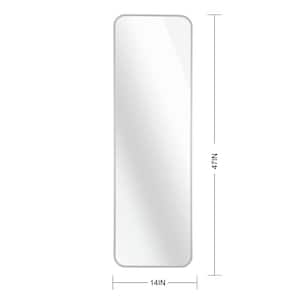 14 in. W x 47 in. H Full Length Wall Mounted Mirror, Over The Door Hanging Mirror, Round Corner, Silver